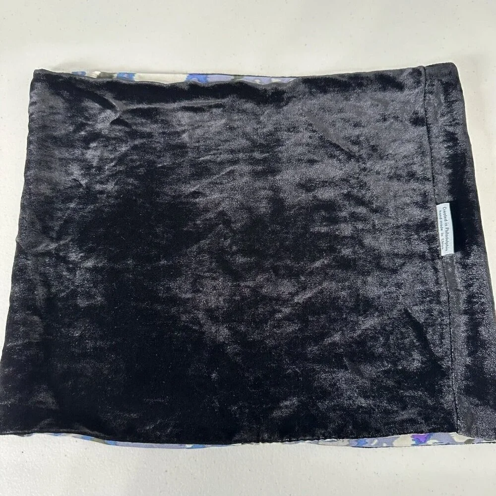 Kevin O'Brien Studio Infinity Loop Scarf Velveteen‎ Black Gray Blue Silk Soft